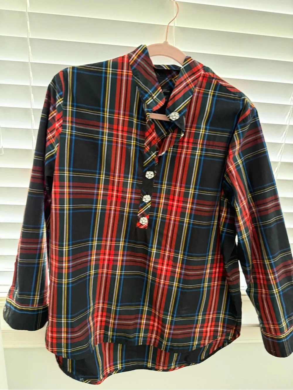 J. Crew Red and Black Plaid Long Sleeve Shirt size 10.  Holiday top